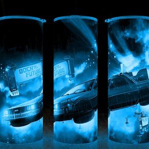Glow in the Dark Back to the Future DeLorean Flying Cup Mug Tumbler